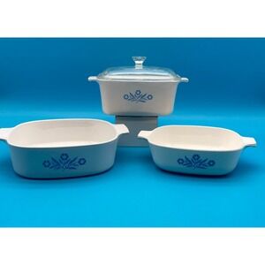 Vintage Corning Ware Cornflower Blue Casserole Set - 3 Dishes & Lid - Canada